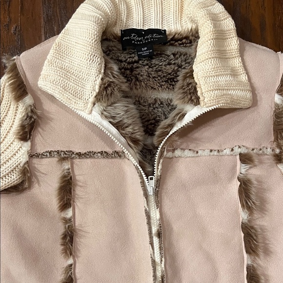 Parkhurst Outdoor Edition Faux Suede & Faux Fur Tan & Cream Jacket Size Small - Picture 3 of 9